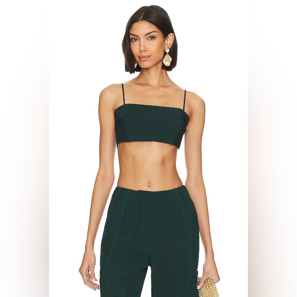 Cult Gaia | NWT Tereza Top Dark Seamoss Crop Green